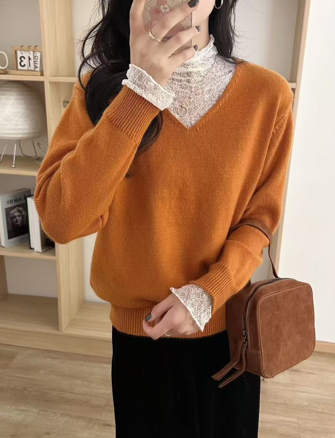 菊香推荐：2024网红时尚学院风秋冬季百搭显瘦洋气减龄长袖针织衫