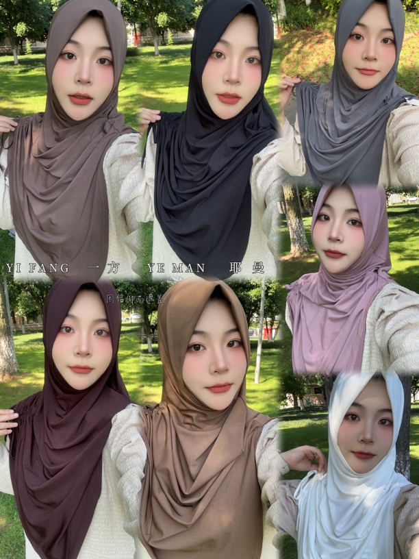 夏季薄款大款抽绳设计套头纱巾