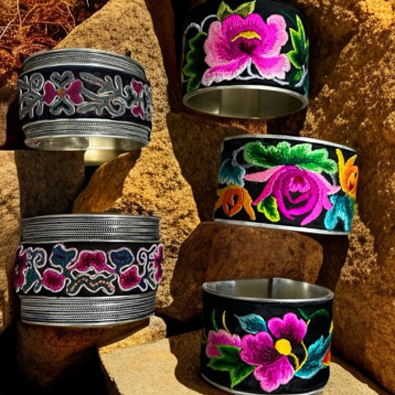 合金布艺手镯 手工刺绣民族风手镯配饰精美设计独特工艺