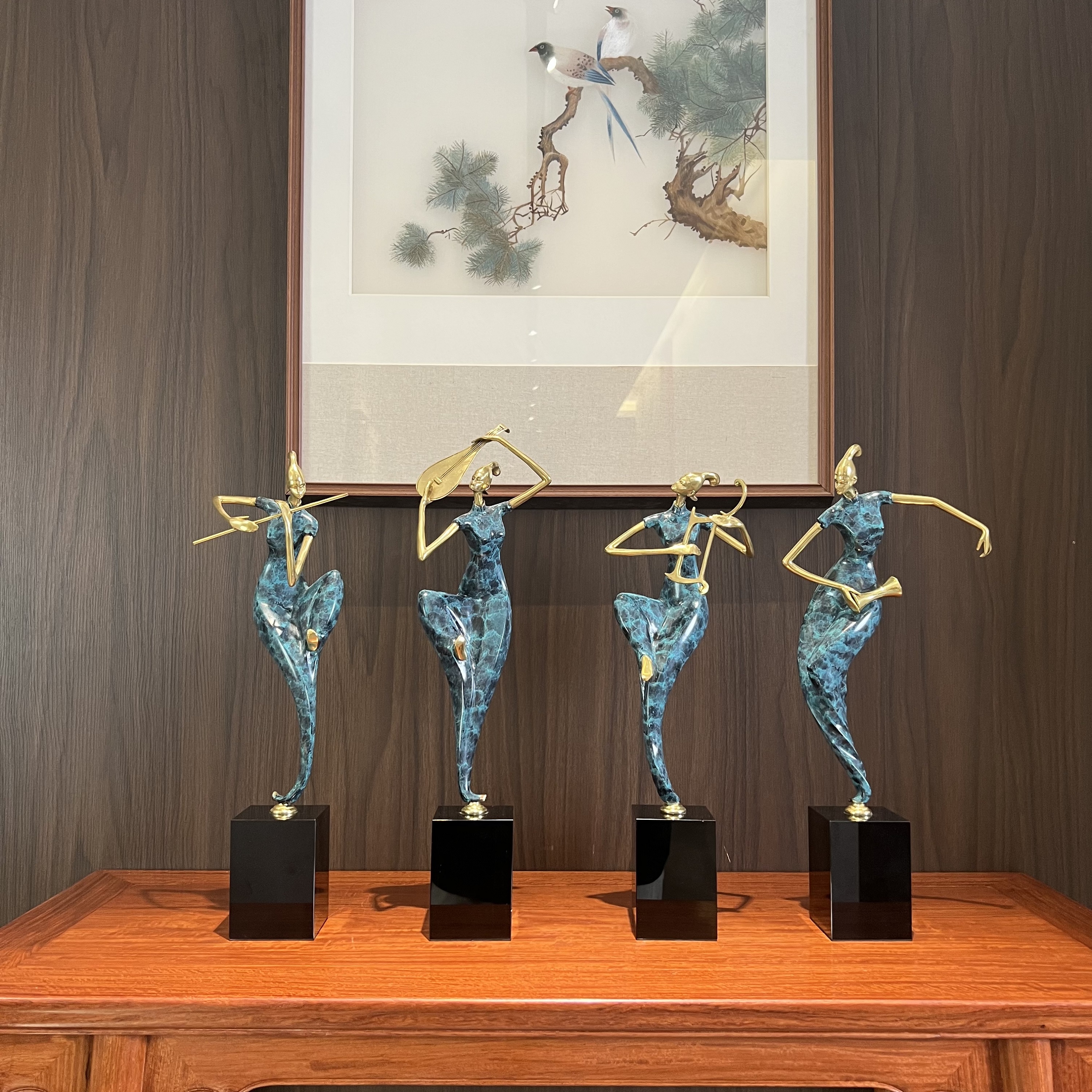 全铜摆件《吹拉弹唱》轻奢创意结婚家居摆件客厅玄关高档工艺品