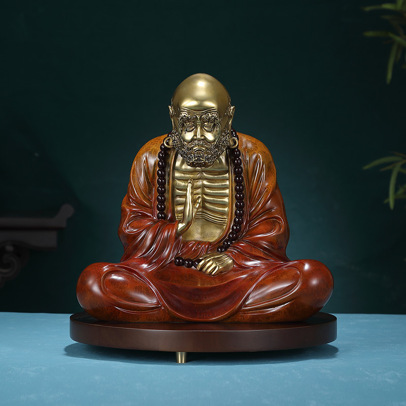 全铜达摩祖师手工摆件创意家居客厅酒柜装饰品办公室桌面乔迁礼品