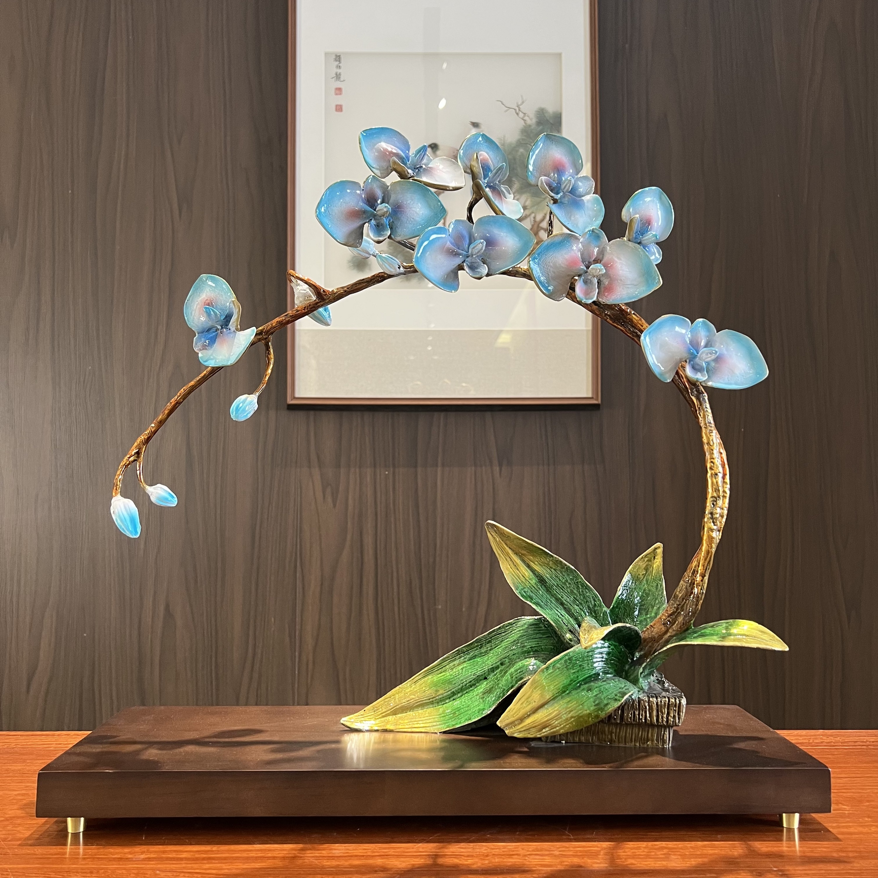 全铜摆件《兰花》新中式轻奢创意家居摆件客厅玄关装饰品高档礼品