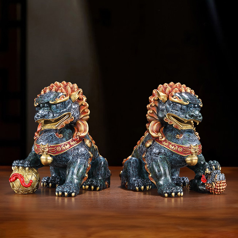 招财雄狮摆件宫门狮家居饰品入户玄关办公室装饰公司开业礼品高档