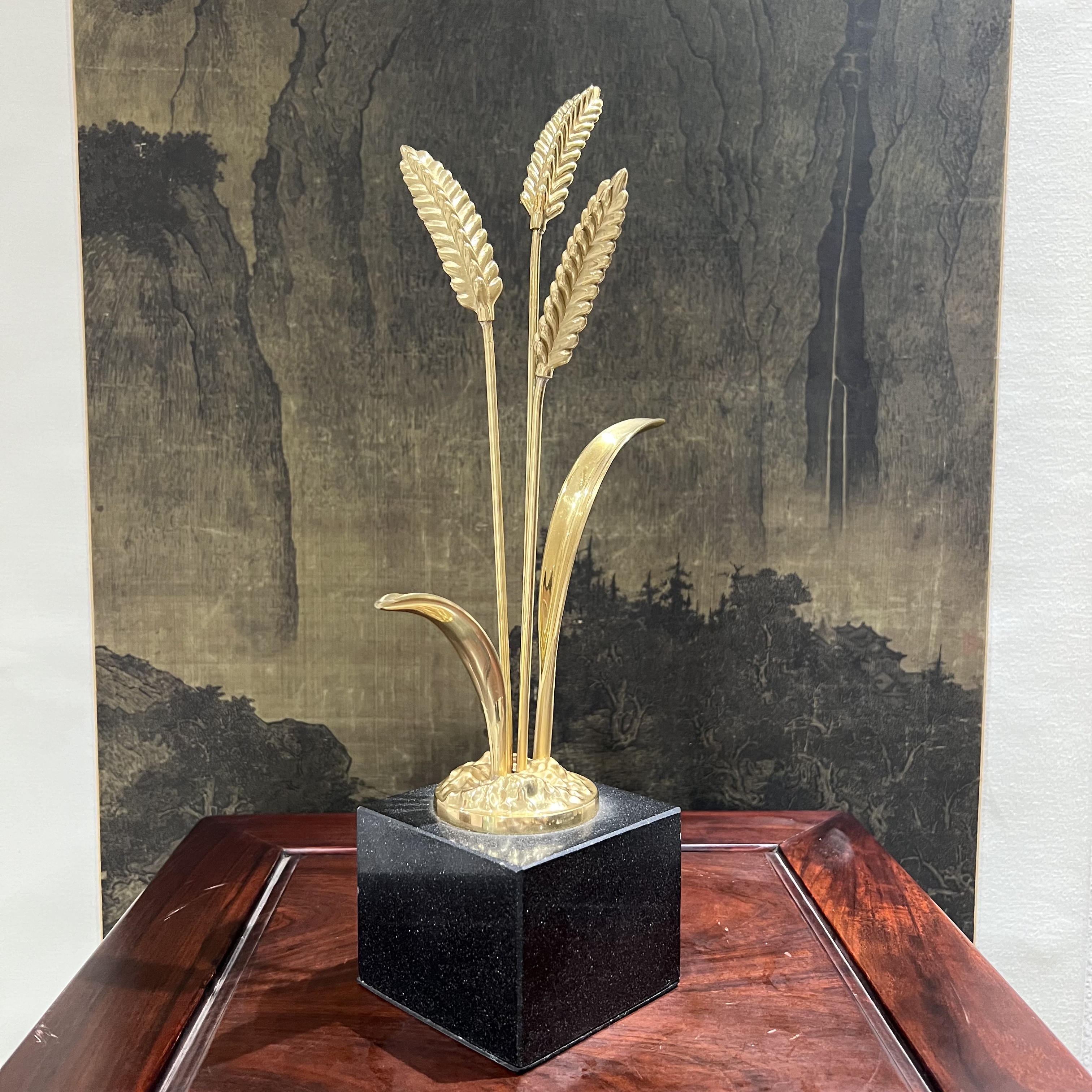 全铜摆件工艺品创意《大麦》家居客厅玄关装饰品办公室中式摆件精美