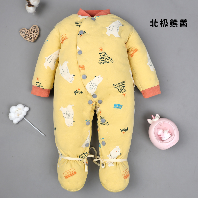 宝宝手工纯棉花连体棉服男女宝宝加厚连身棉衣婴幼儿童哈衣冬款