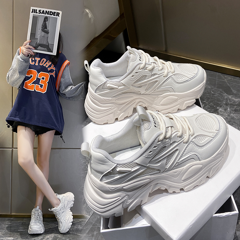 老爹鞋子女ins潮春秋2023年新款百搭网红超火厚底松糕运动鞋