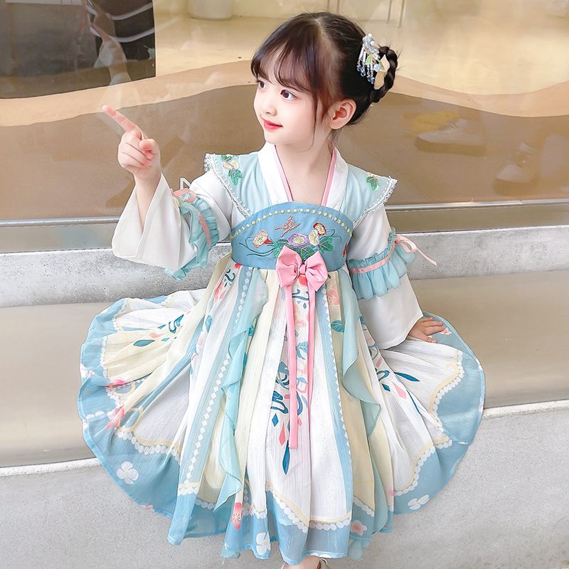 女童汉服连衣裙春装儿童古装唐装中国风襦裙女孩宝宝超仙裙子春秋