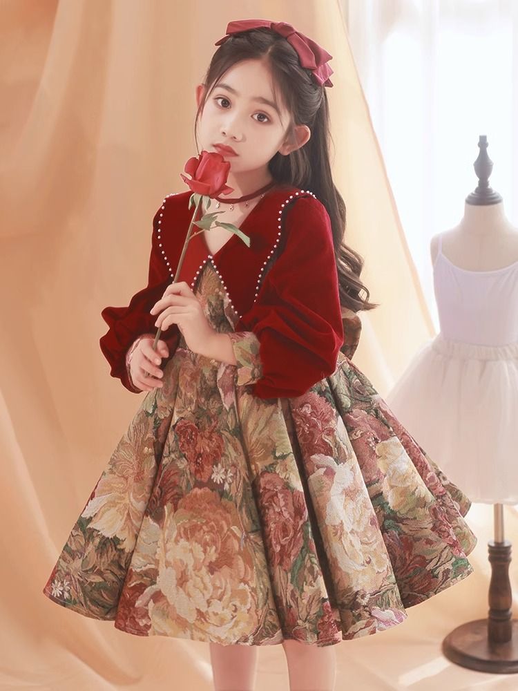 女童礼服儿童公主裙花童婚礼小女孩生日主持人钢琴演奏演出服高端