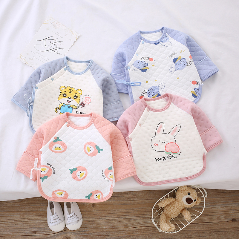 【随落】新生儿宝宝保暖半背衣0-3个月婴儿长袖纯棉打底套装上衣