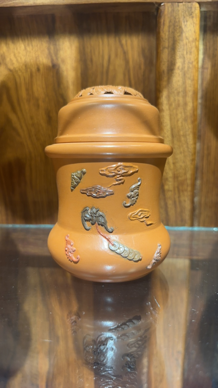 罐子郭彩泥雕刻福在眼前红泥细泥鸣虫叫罐，价格单支，不包邮喂食器