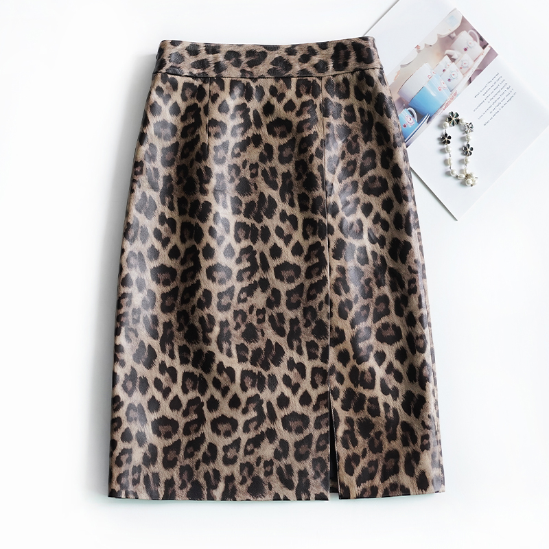 真皮皮裙半身裙女士进口豹纹绵羊皮中长海宁2024新款包臀高腰显瘦