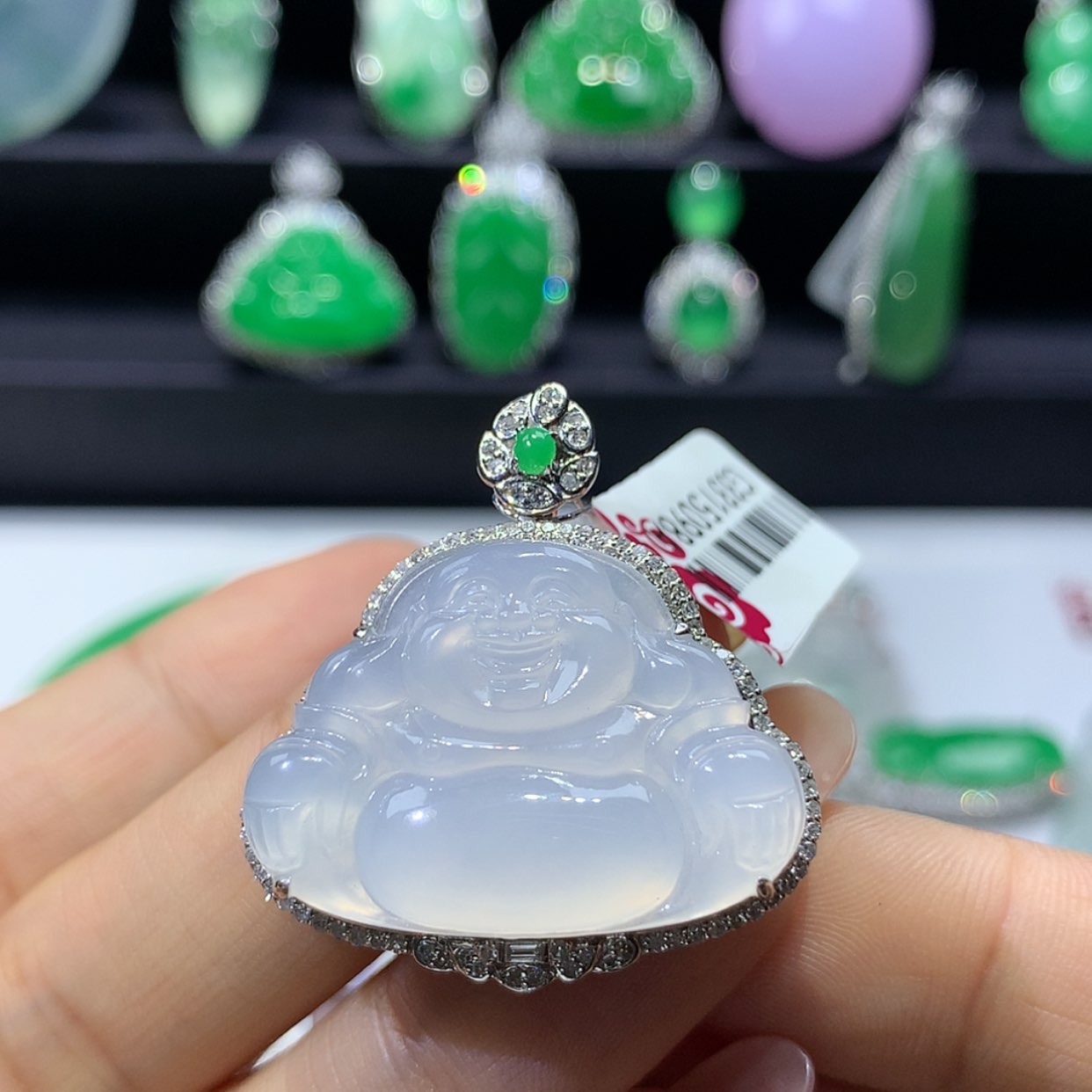【闪购商品】翡翠挂件18K金镶嵌f***_