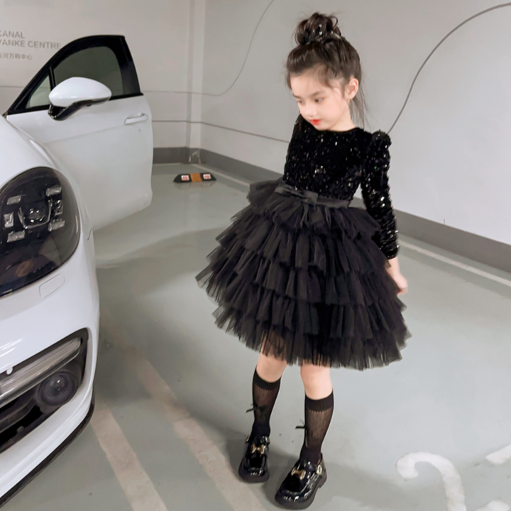 公主裙女童秋冬加绒连衣裙新款2025小女孩蓬蓬网纱宝宝艾莎公主裙