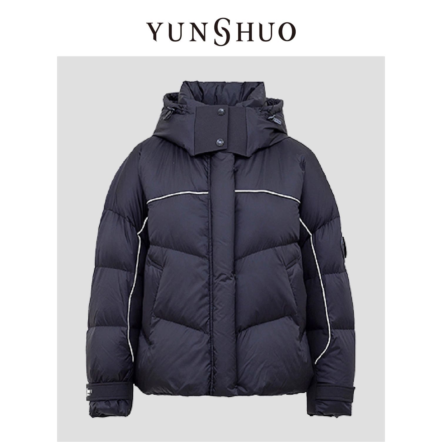 YUNSHUO允硕冬季加厚时尚保暖宽松连帽90白鸭绒短款羽绒服815108