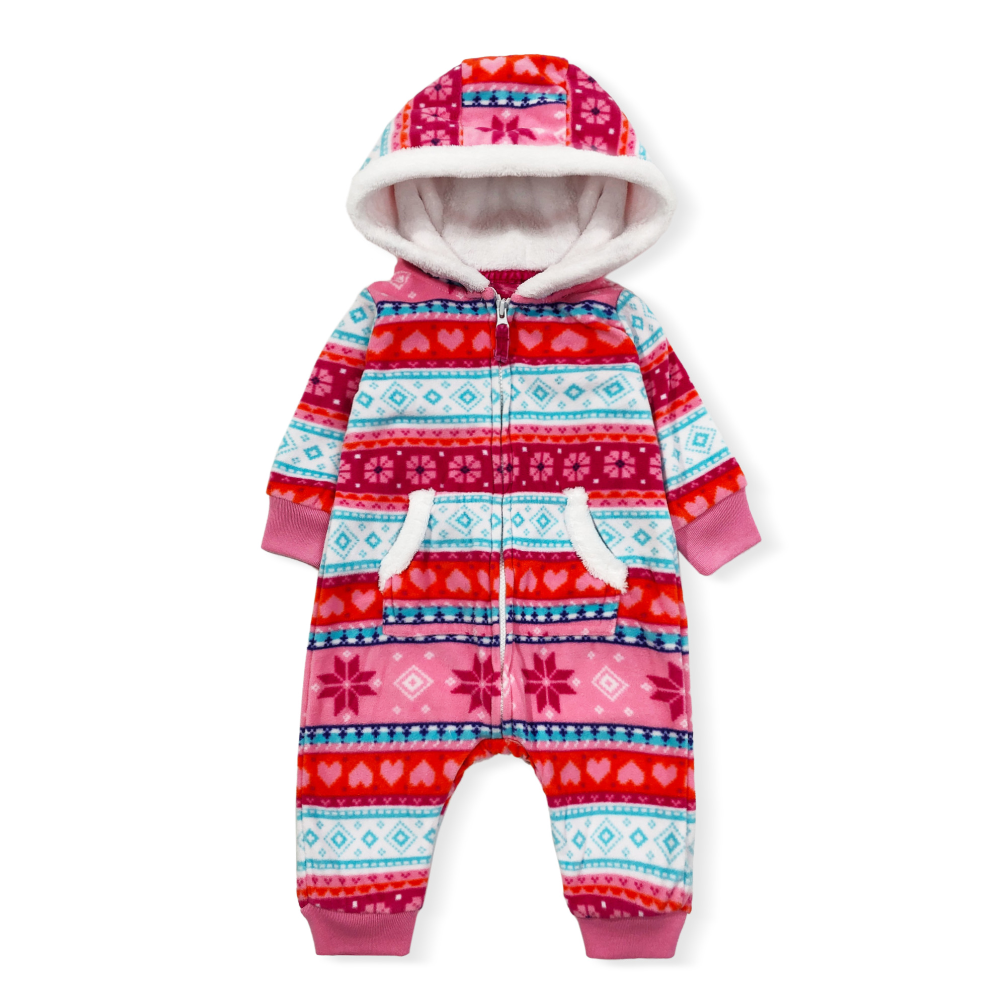 OmniEllen/欧米云艾琳婴幼儿春秋保暖摇粒绒宝宝外出服连体爬爬衣