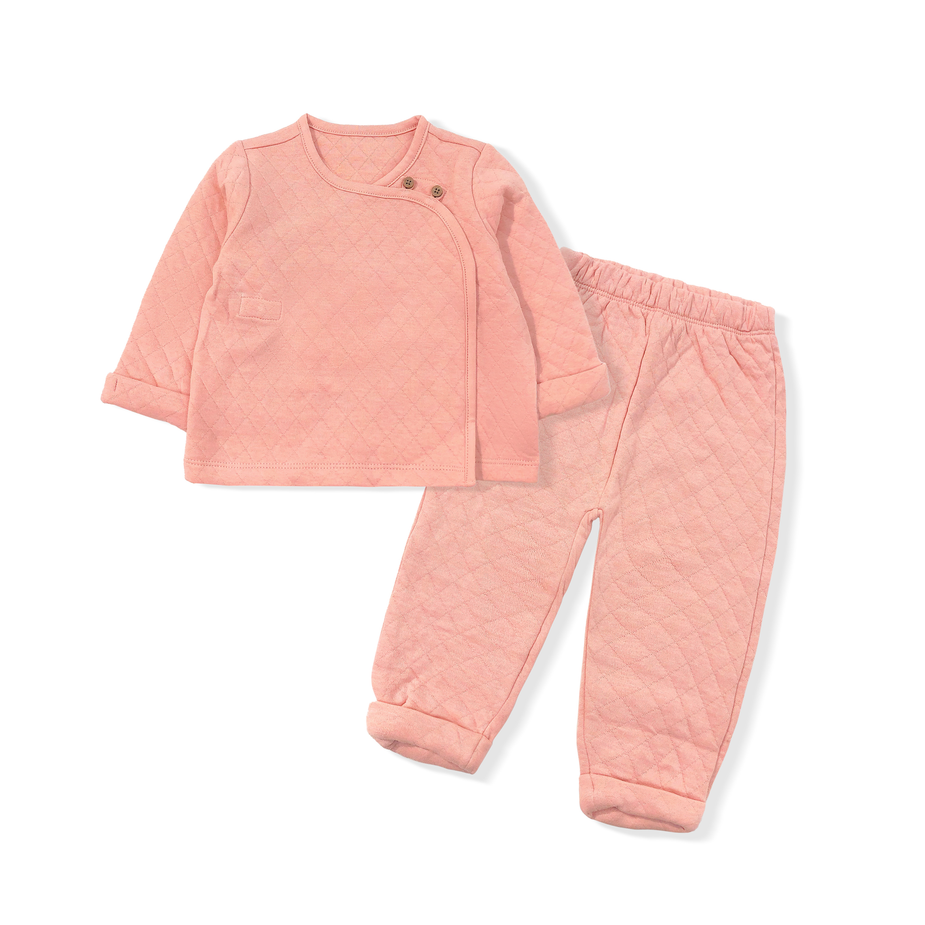 OmniEllen/欧米云艾琳婴幼儿秋季套装夹棉保暖家居服女宝宝两件套