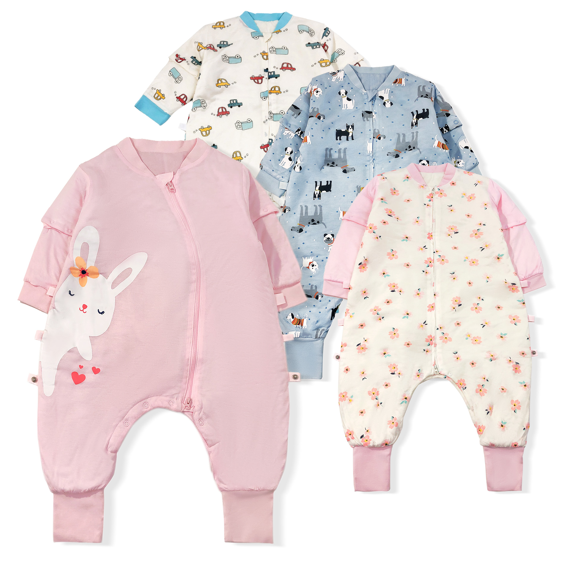 OmniEllen/欧米云艾琳婴儿冬季夹棉连体哈衣男女宝宝保暖防踢睡袋