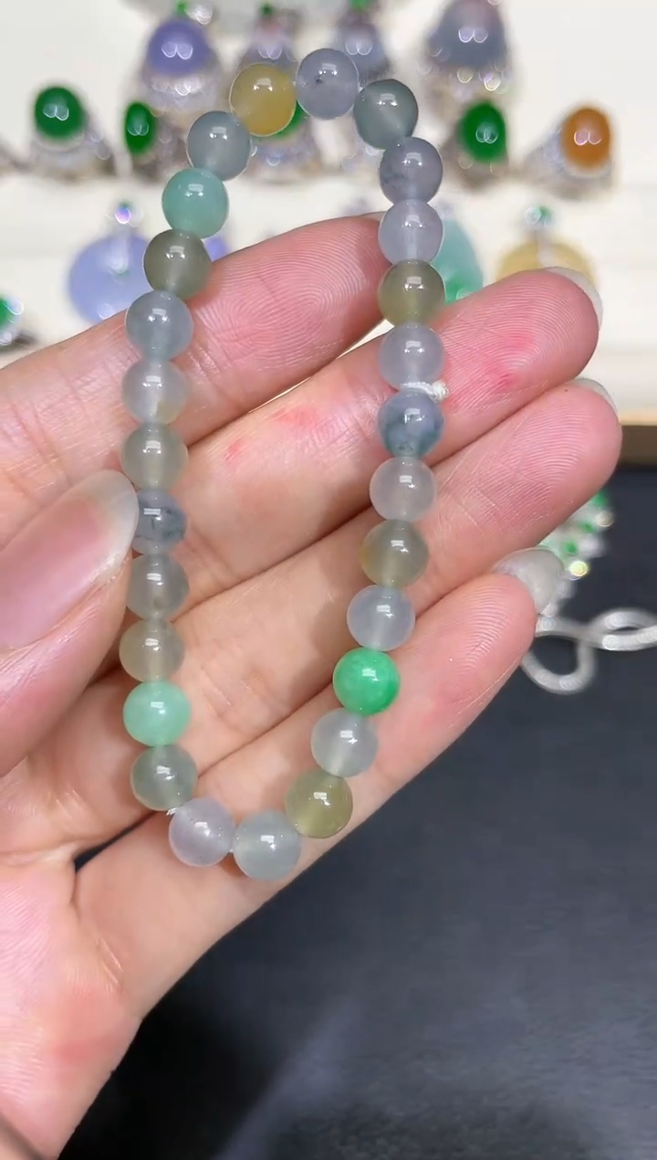 【闪购商品】定制翡翠未镶嵌手串6.5mm