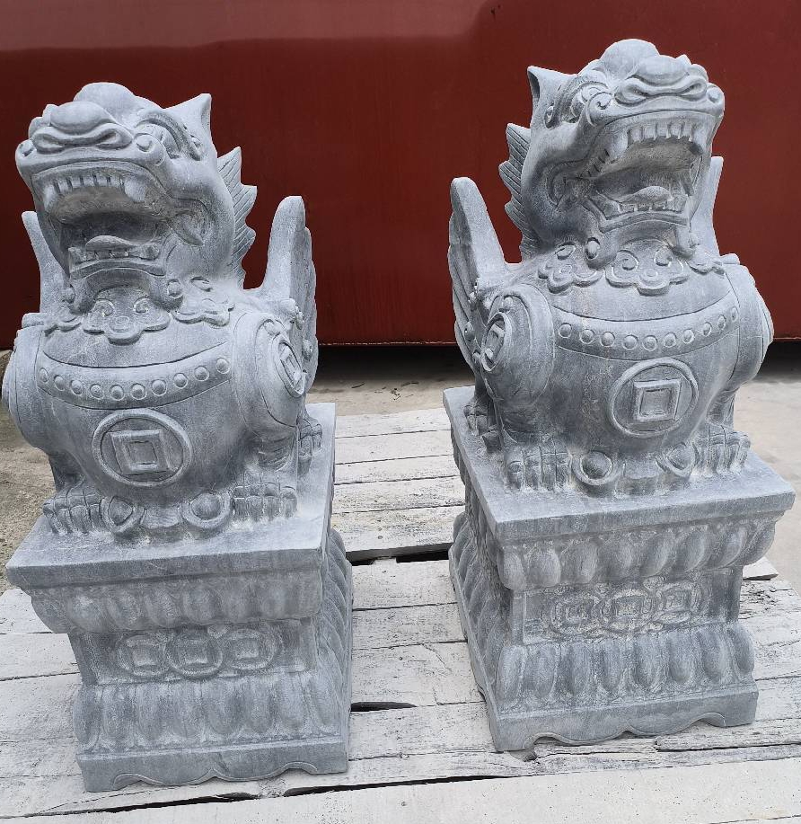 貔貅石雕石貔貅一对青石貔貅石雕皮丘石头家居茶宠石貔貅摆件天然