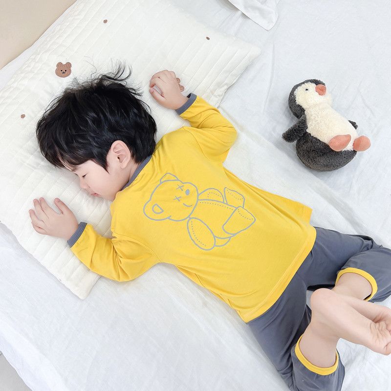 儿童薄款夏季家居服男童睡衣春秋季卡通空调服男孩宝宝分体