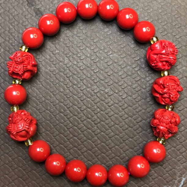 含辰砂工艺品朱砂红砂三六合生肖手串diy