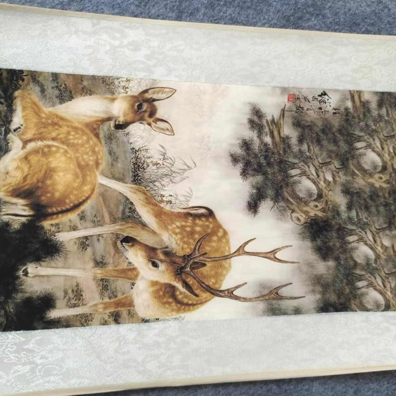 千古书画院 精品 画片福利 林阴双鹿 30*50