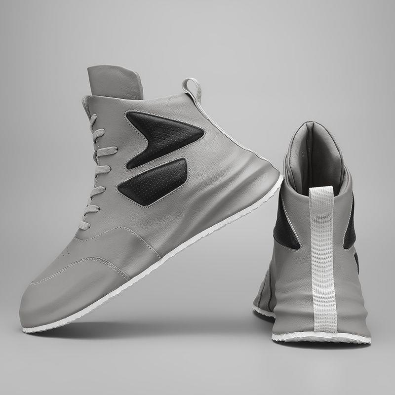 【小扬哥推荐】欧洲站新款真皮包底老爹鞋高帮板鞋透气男运动休闲