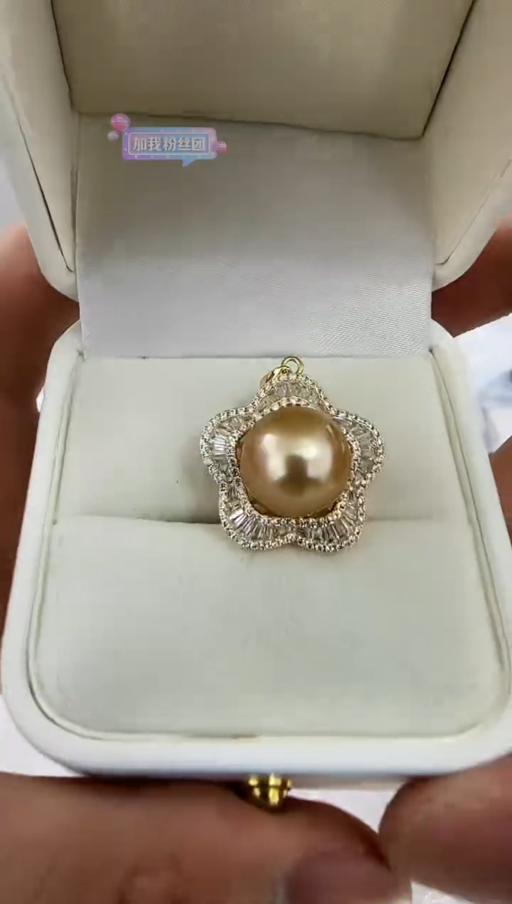 【闪购商品】海水珍珠DA银S925镶嵌j122 金珠吊坠12