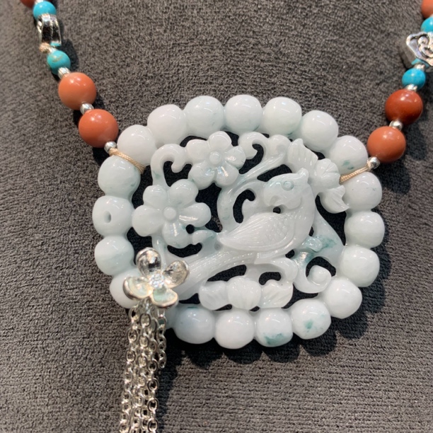 翡翠精品喜上眉梢吊坠项链毛衣链时尚百搭