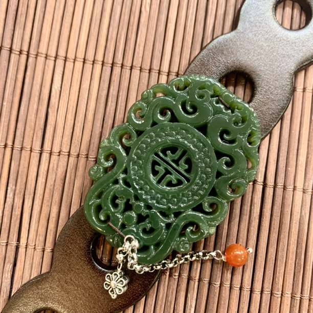 和田玉精品龙凤手牌仿古大气