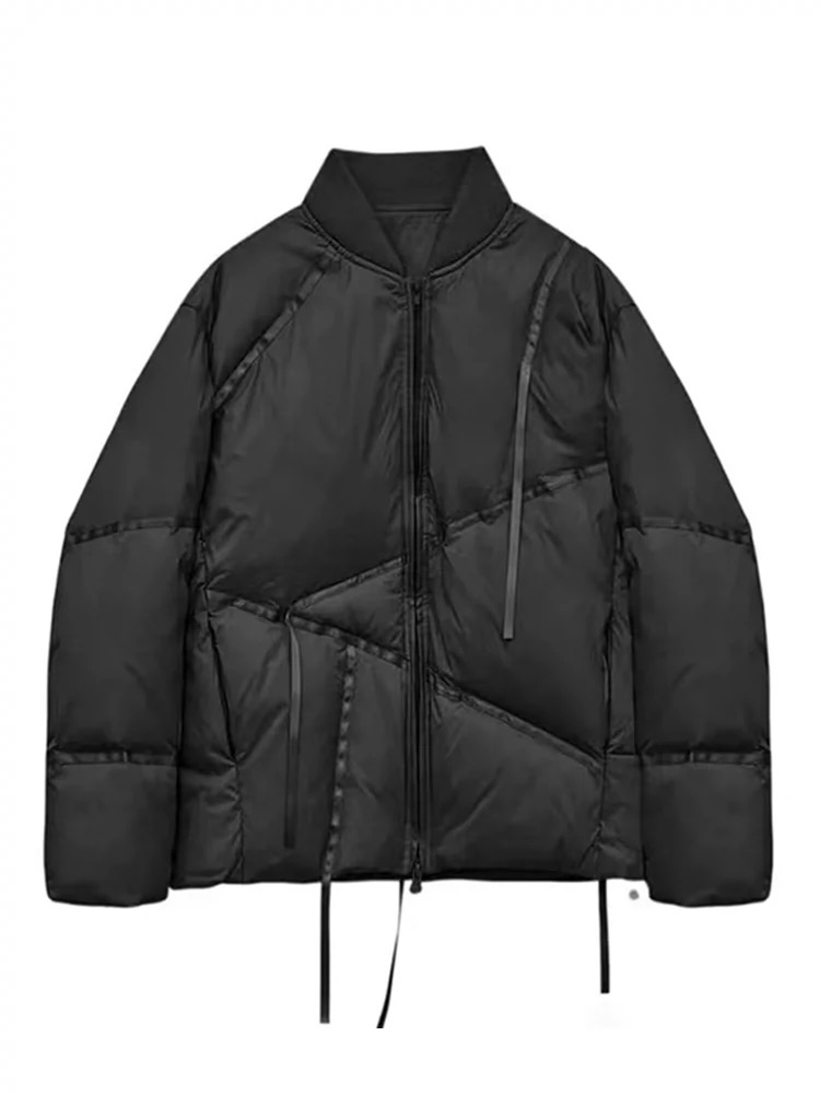 【2025】 新品设计款时尚织带休闲外套，韩版百搭冬季宽松加厚