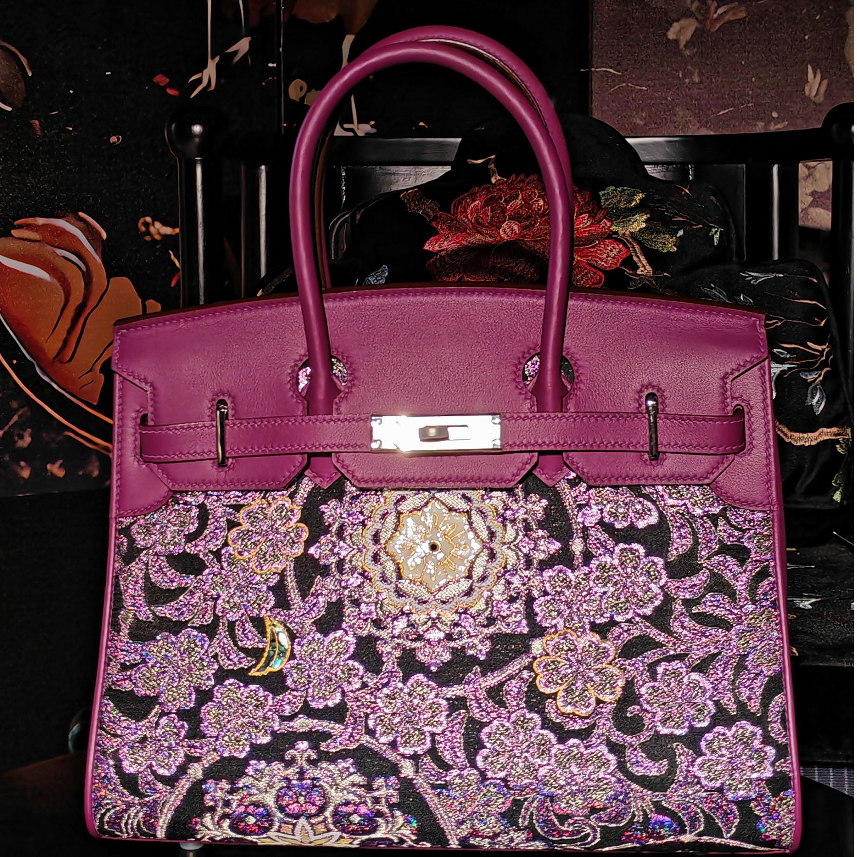 慕锦MUJIN非遗唐锦铂金包包30cm新中式国风气质轻奢高定女包