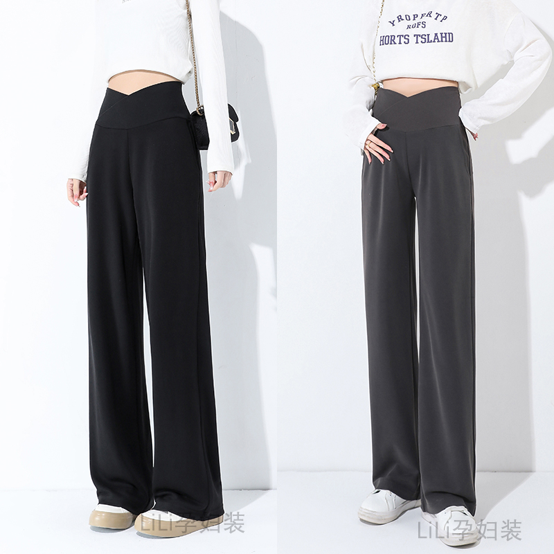 【孕期全阶段】孕妇阔腿裤低腰休闲垂感宽松显瘦直筒拖地裤托腹裤商品图