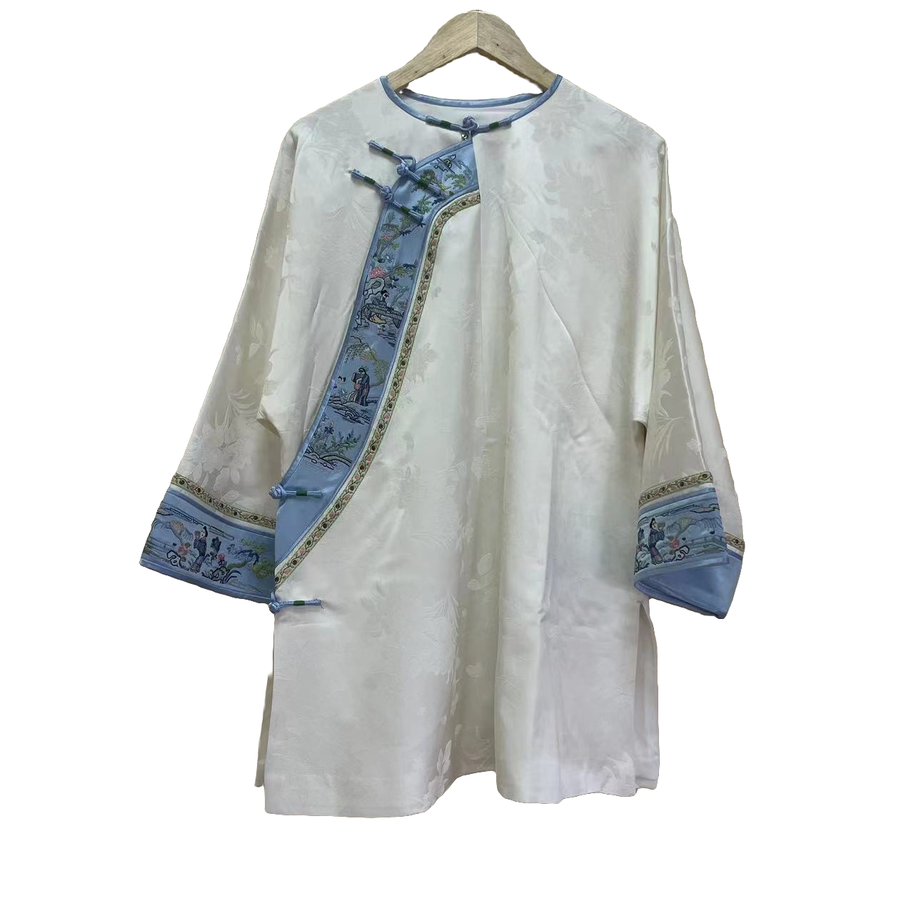 手推绣米色姐姐服长袖日常复古夏季国风新中式女装