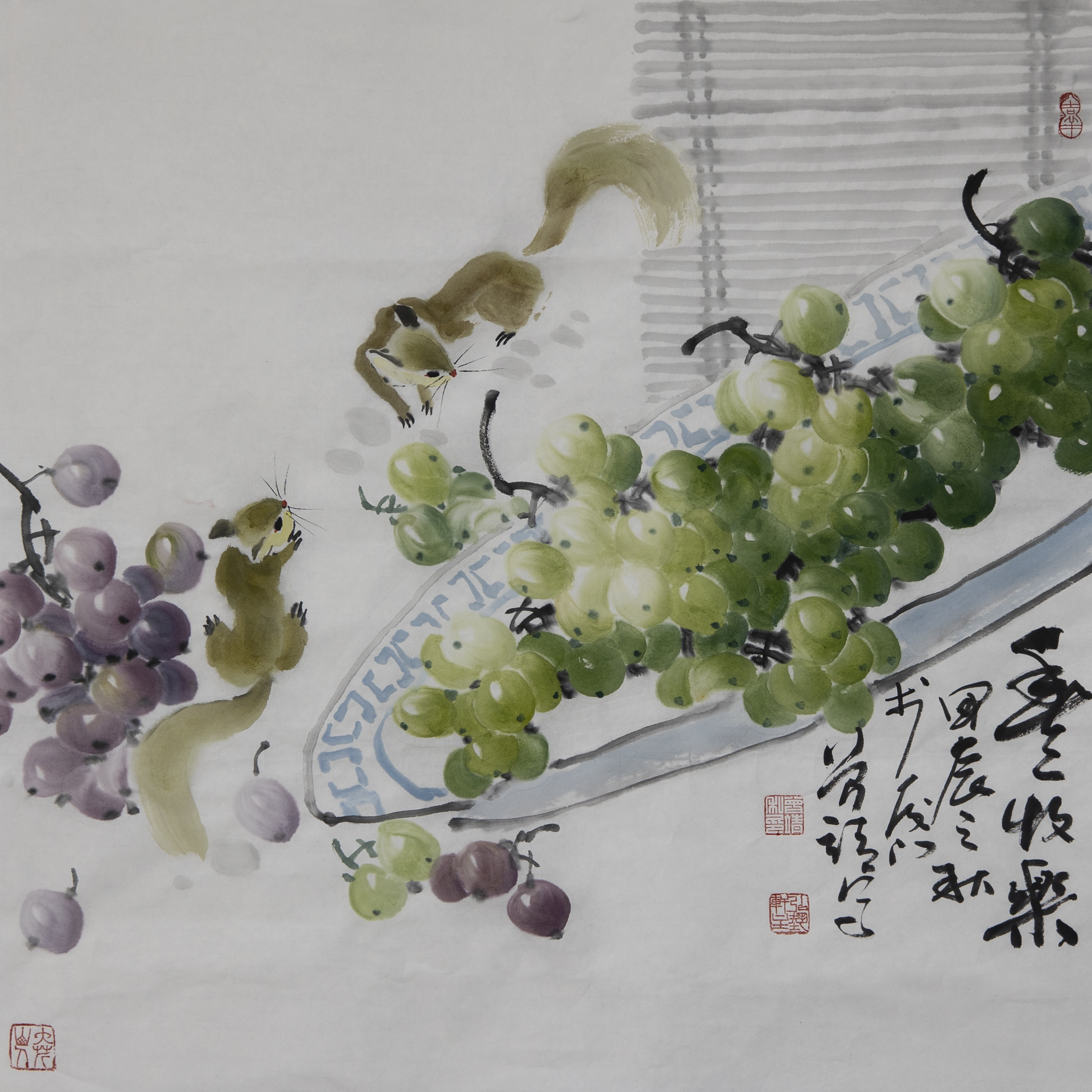 写意国画葡萄花鸟画客厅餐厅装饰挂画定制