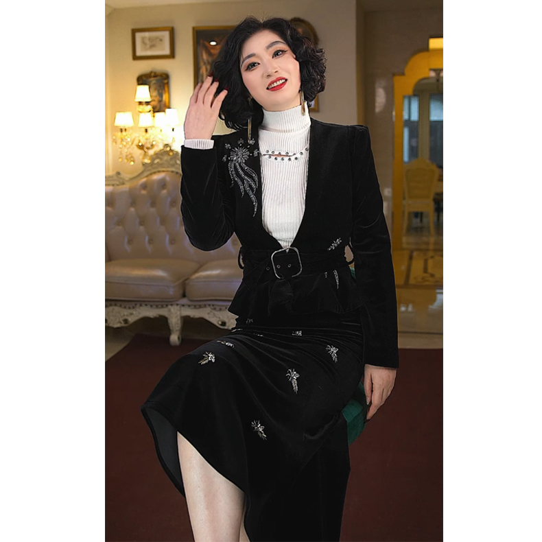 【沐茗原创】【一眼万年】重工纯手工钉珠进口金丝绒套装