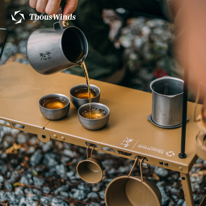 Thous Winds/千风露营纯钛茶壶复古野餐双层防烫茶杯家用精致茶具
