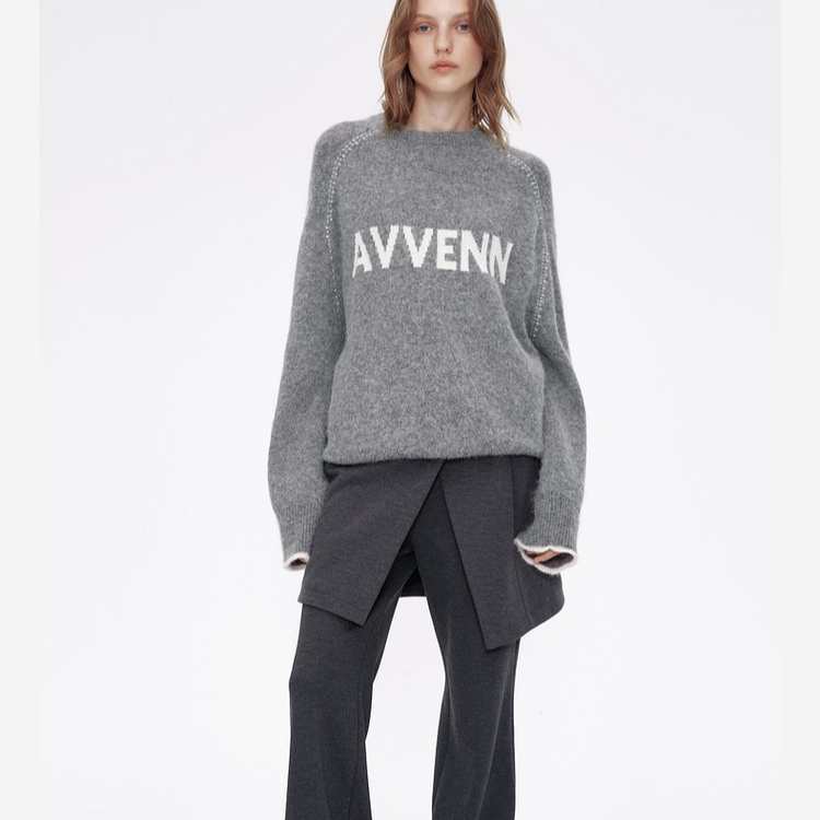 AVVENN装饰logo提花毛织套装