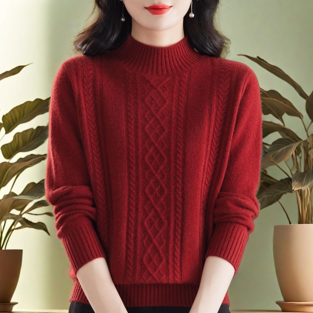 纯100羊绒衫女2025年秋冬季新款爆款女士妈妈半高领洋气中年毛衣