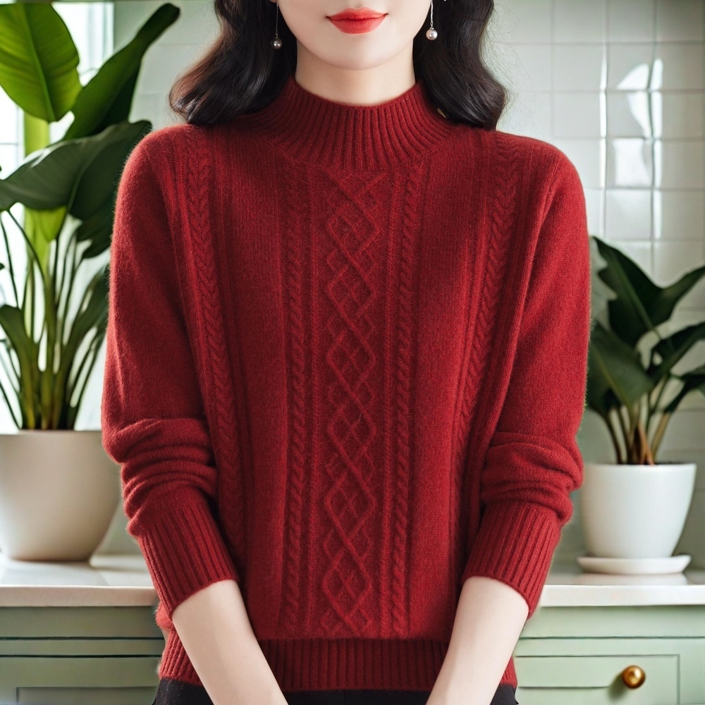 纯100羊绒衫女士毛衣2025秋冬季新款中年妈妈半高领针织爆款上衣