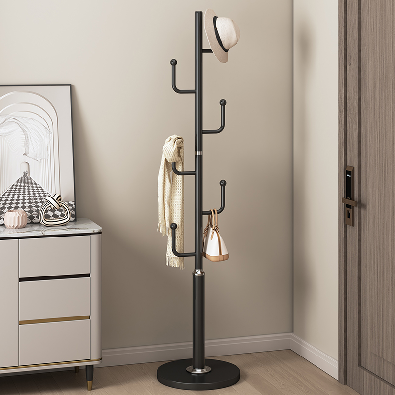 奶油风衣架卧室落地挂衣架家用立式铁艺置物架高级创意艺术衣帽架
