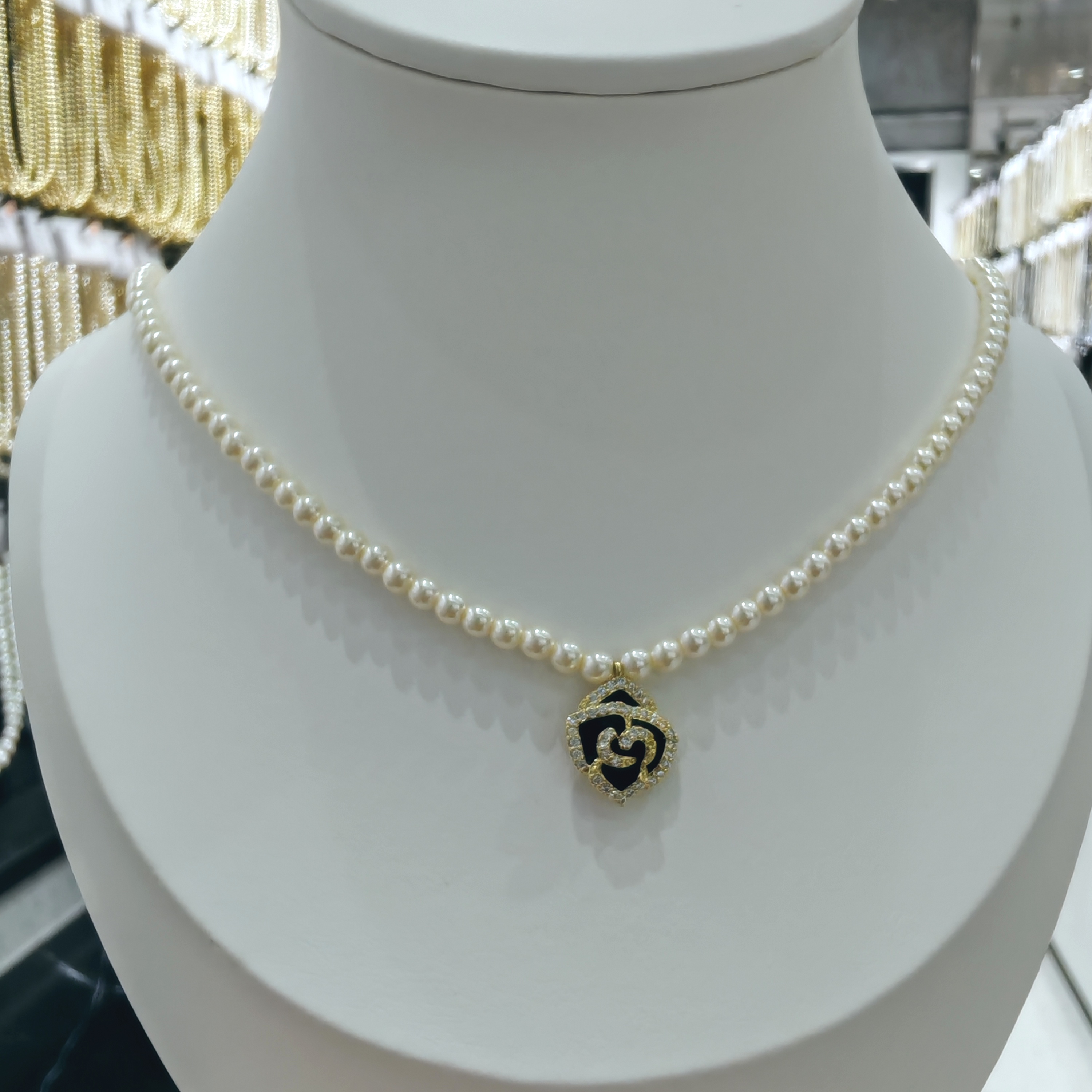 铜合金仿珍珠项链 MX056（3mm）山茶花轻奢洋气珠珠项链