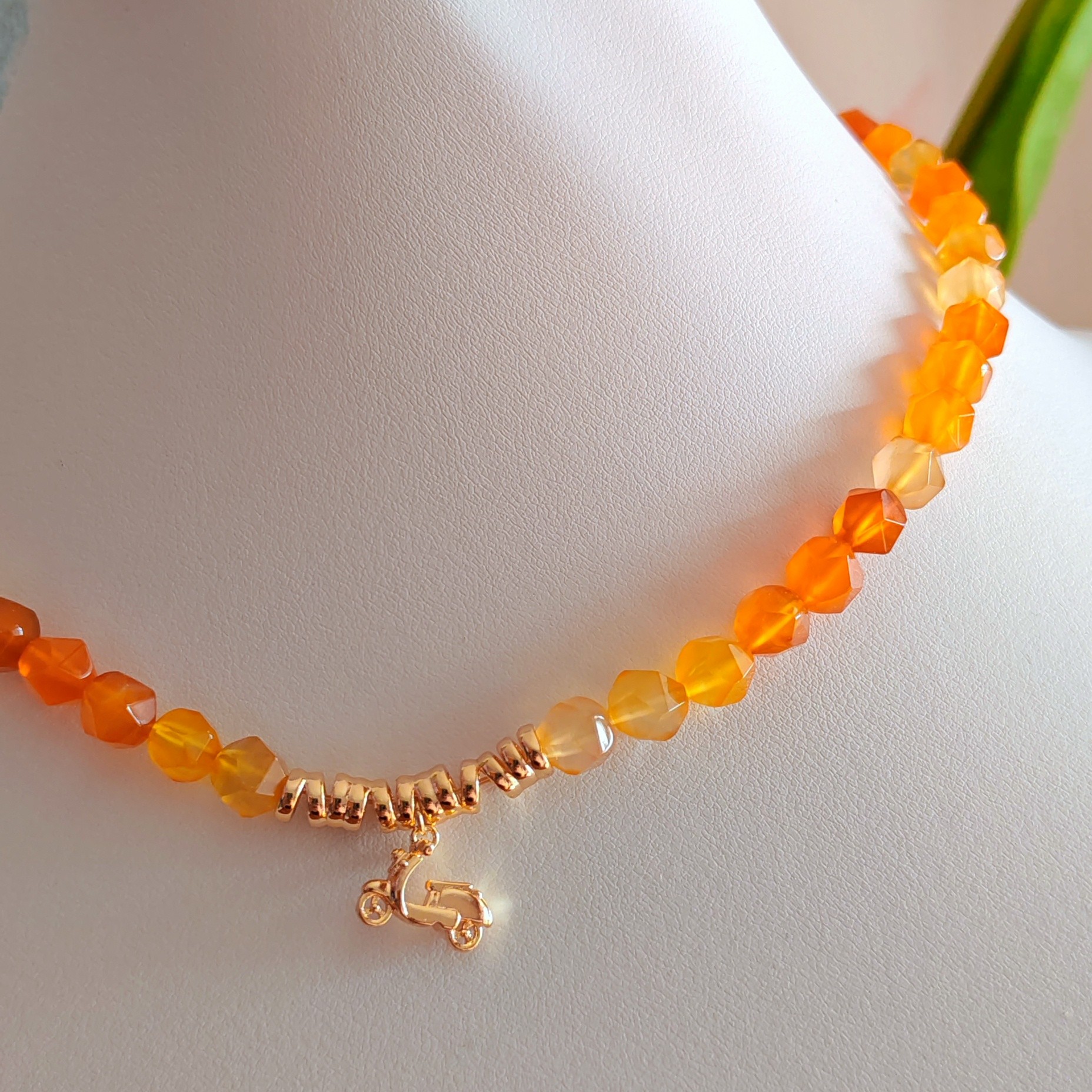 铜合金仿水晶项链 原创小众设计复古百搭轻奢手作铜合金项链