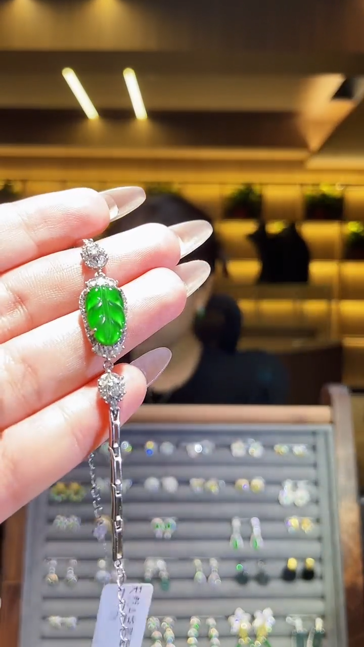 【闪购商品】翡翠手链银S925镶嵌叶子/多样性发货/一件