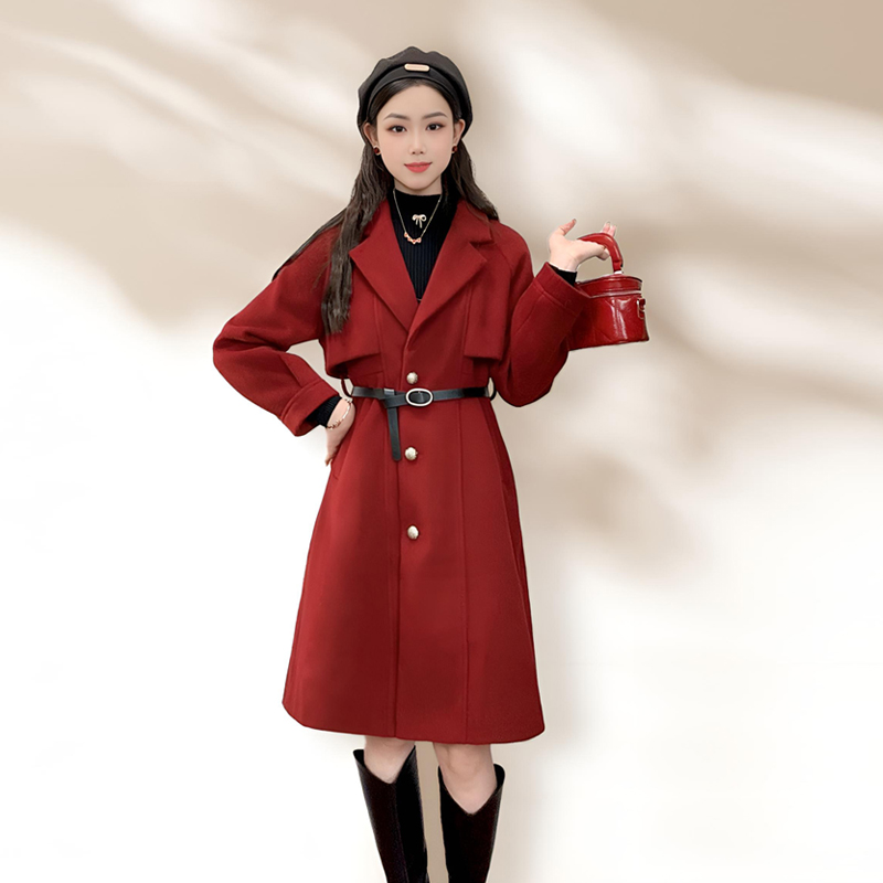 ASY/2024冬季气质轻奢【小个子】气质风收腰长款大衣