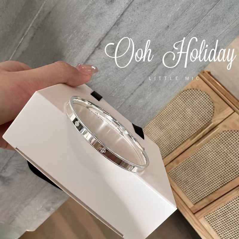 足银手镯 A05万花筒四叶草情侣款轻奢时尚气质百搭光面窄版冷淡风