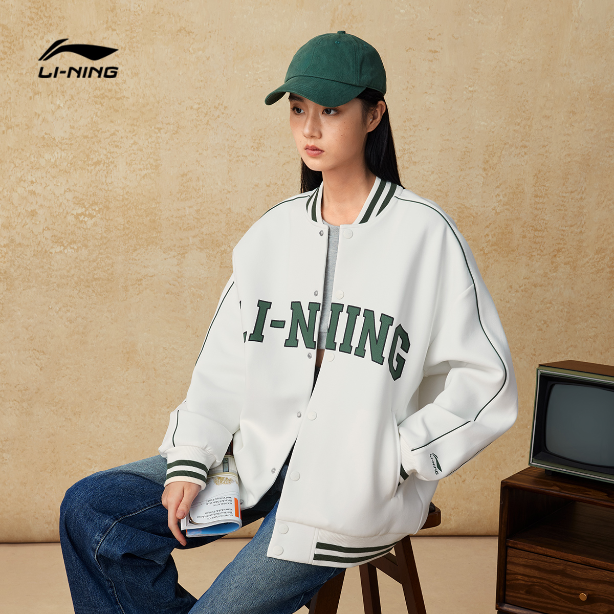 李宁秋冬保暖穿搭复古风男女休闲运动外套AWDUF67【LYY】