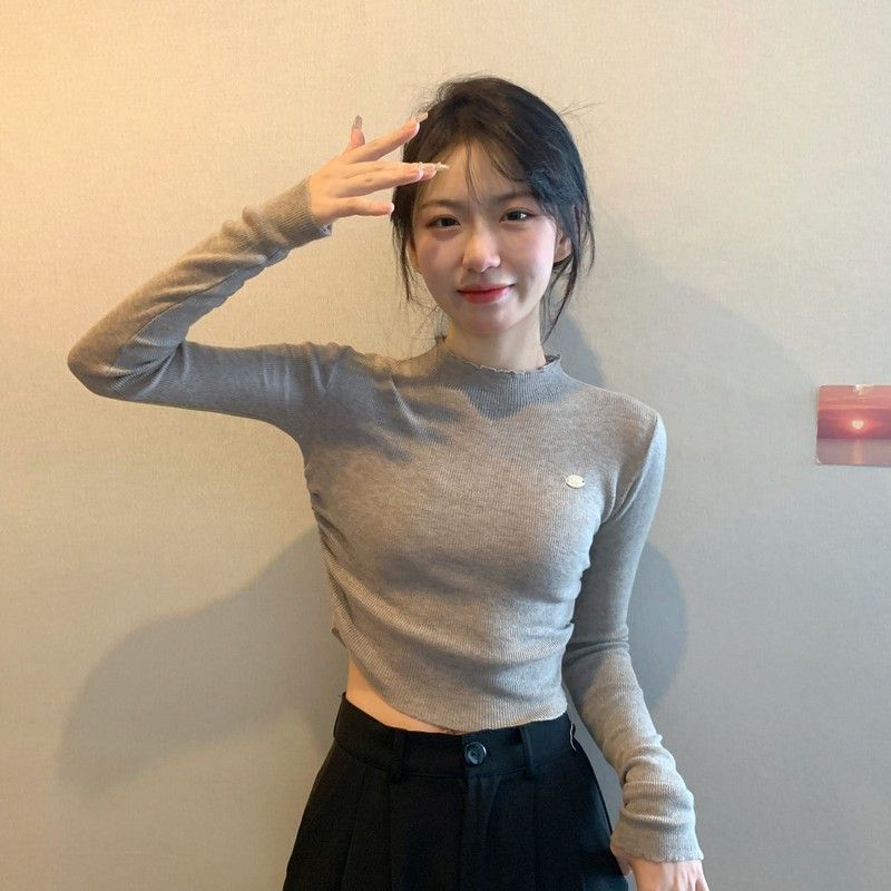 纯欲风修身显瘦冬季新款内搭长袖T恤女设计感打底衫辣妹上衣潮ins