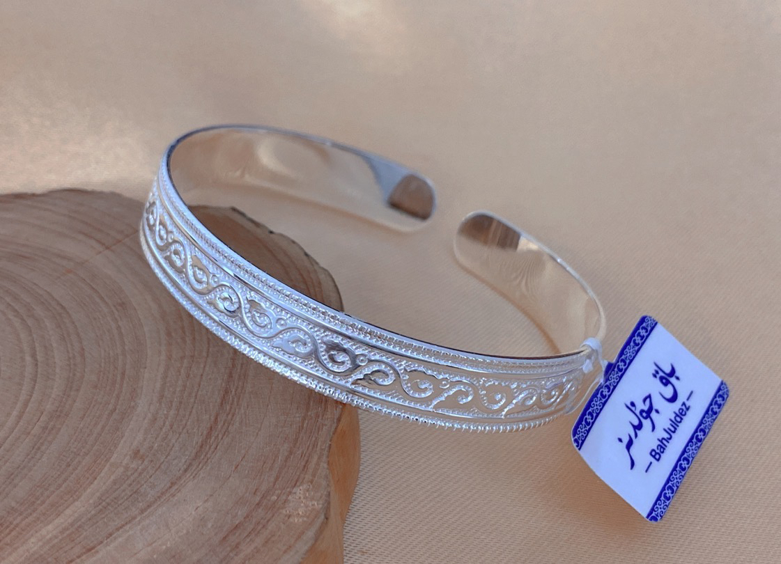 足银手镯 足银饰品bahjoldez手工可调节纯银手镯复古镯子(一个)