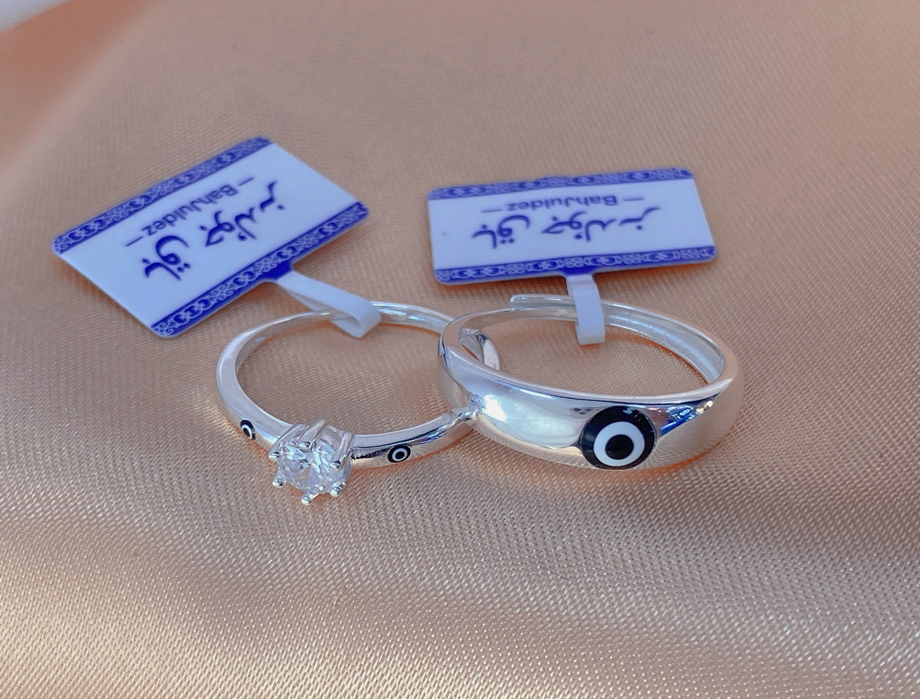 足银戒指 可调节银戒指bahjuldez纯银素圈情侣戒指对戒时尚精致